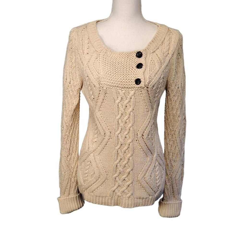 J Crew Ivory Chunky Long Sleeve Sweater S